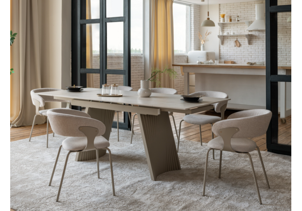 Фото №2. Керамический стол Олимпия ТМL-985 крема марфиль+бежевый - Meblistico Керамический стол Олимпия ТМL-985 крема марфиль+бежевый - Фото №2