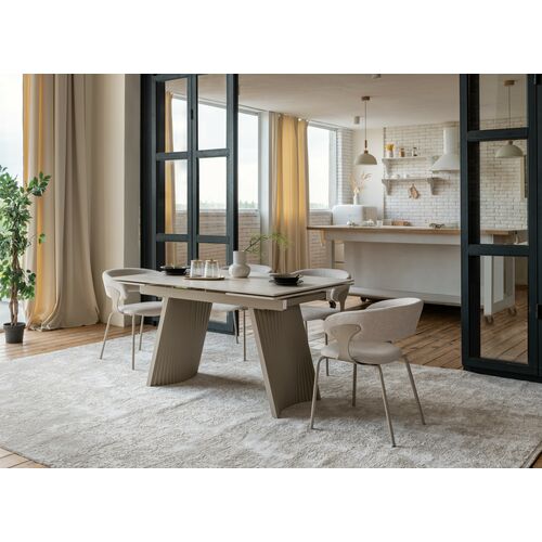 Керамический стол Олимпия ТМL-985 крема марфиль+бежевый - Фото №17