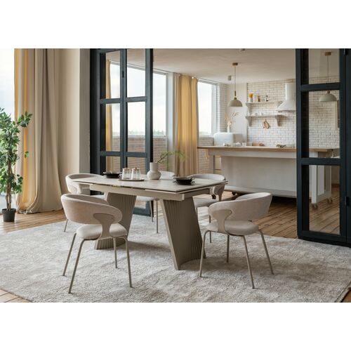 Керамический стол Олимпия ТМL-985 крема марфиль+бежевый - Фото №18