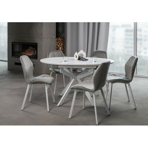 Стул N-54 светло-серый велюр+белый - Фото №12