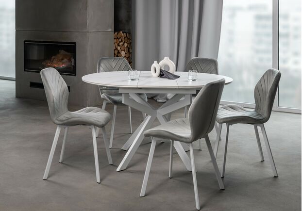 Фото №2. Стул N-54 светло-серый велюр+белый - Meblistico Стул N-54 светло-серый велюр+белый - Фото №2