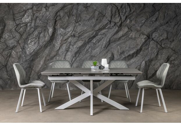 Фото №2. Стул N-54 светло-серый велюр+белый - Meblistico Стул N-54 светло-серый велюр+белый - Фото №2