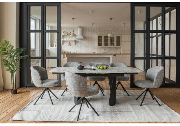 Стілець поворотний R-160 графітовий твід+чорний - Фото №2