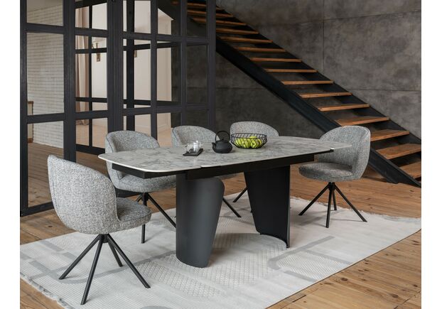 Стілець поворотний R-160 графітовий твід+чорний - Фото №2