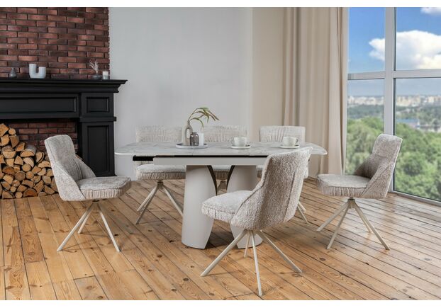 Стул поворотный R-168 жемчужный нюд+белый - Фото №2