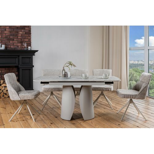 Стул поворотный R-168 жемчужный нюд+белый - Фото №25