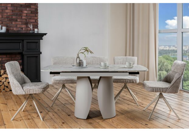 Стул поворотный R-168 жемчужный нюд+белый - Фото №2