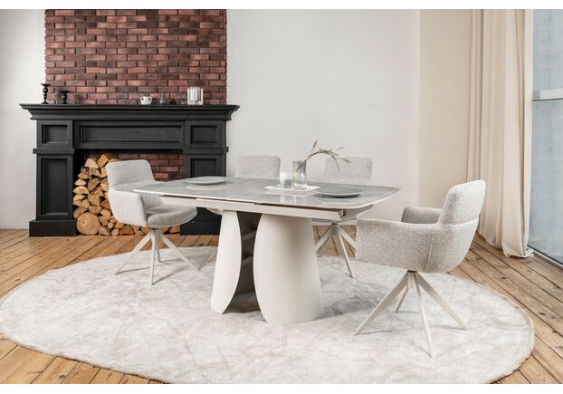 Стілець поворотний R-185 сивий+білий - Фото №2