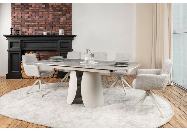 Стілець поворотний R-185 сивий+білий - Фото №2