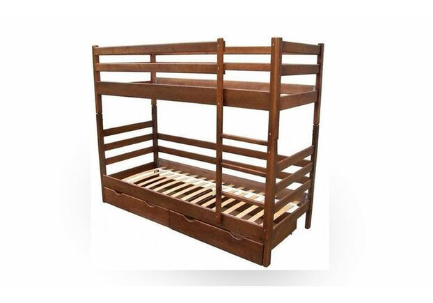 Кровать деревянная двухъярусная Засоня  80*190 см темный орех без ящиков - Фото №2